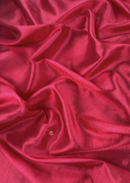 Red Satin Silk Suit Fabric With Dori And Zardosi Embroidery