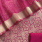 Redish Pink Brocade Kurta With Organza Dupatta