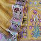Marigold Yellow Handloom Kora Silk Suit With Gold Silver Zari And Rajasthani Khidki Embroidery