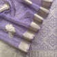 Purple Brocade Kurta With Organza Dupatta