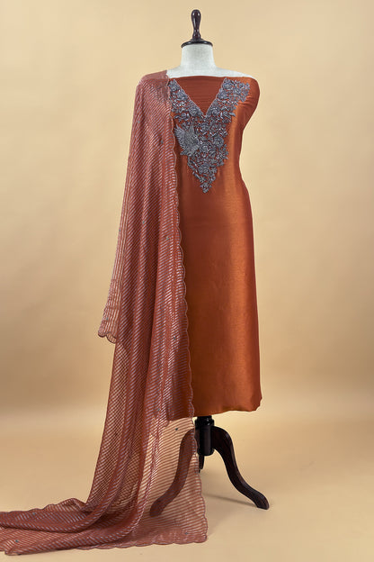 Premium quality silk suit with tissue silk dupatta

