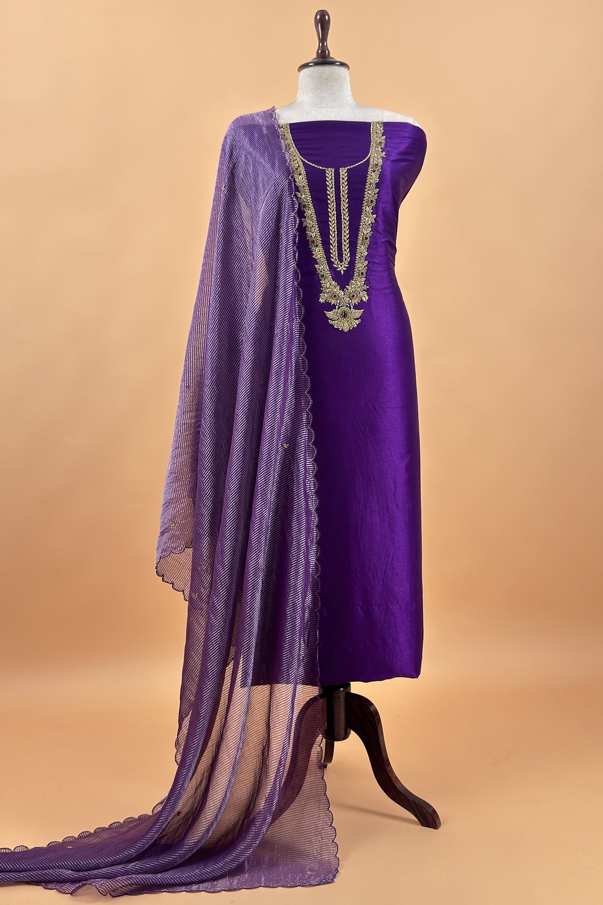 Premium quality silk suit with tissue silk dupatta

