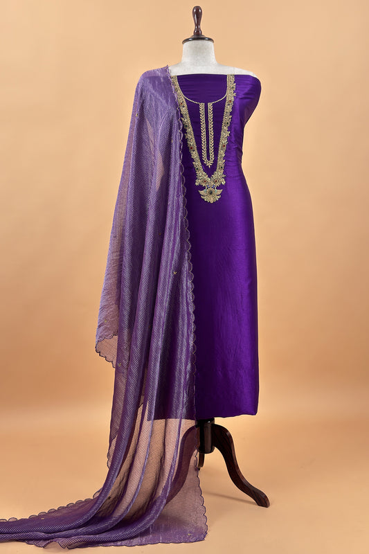 Premium quality silk suit with tissue silk dupatta

