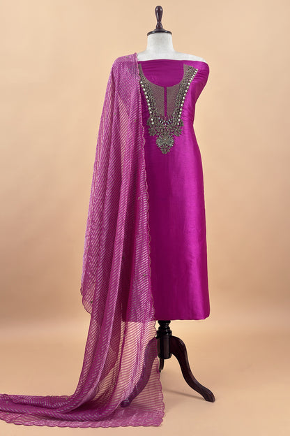 Premium quality silk suit with tissue silk dupatta


