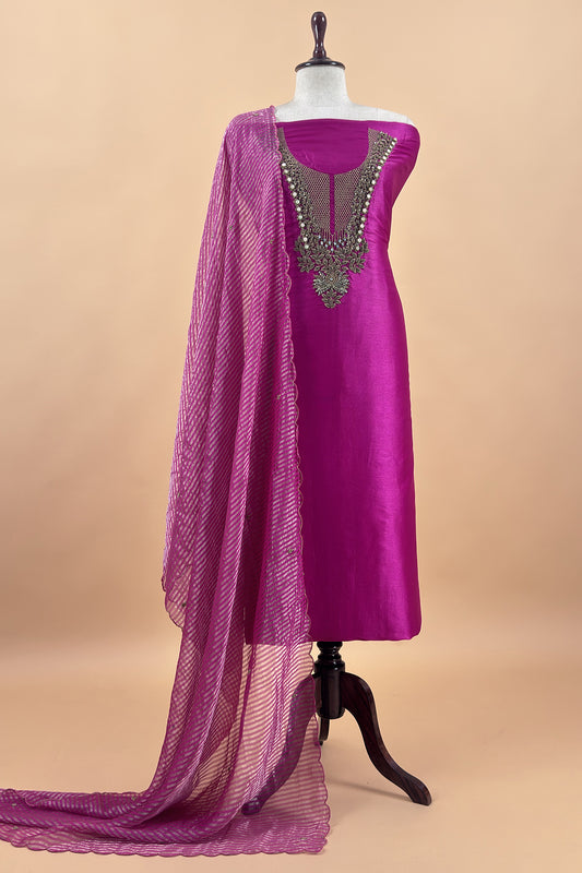 Premium quality silk suit with tissue silk dupatta

