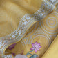 Marigold Yellow Handloom Kora Silk Suit With Gold Silver Zari And Pichwai Embroidery