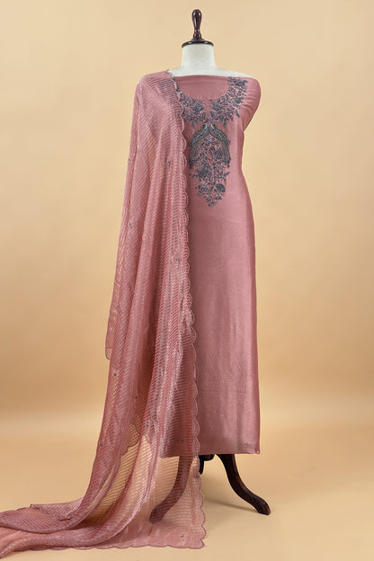 Tissue silk unstitched suit set at the best price

