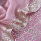Luxe Ajanta Ellora Inspired Dusty Pink Handloom Organza Silk Suit And Panel Gold Silver Zari Dupatta
