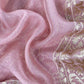 Luxe Ajanta Ellora Inspired Dusty Pink Handloom Organza Silk Suit And Panel Gold Silver Zari Dupatta