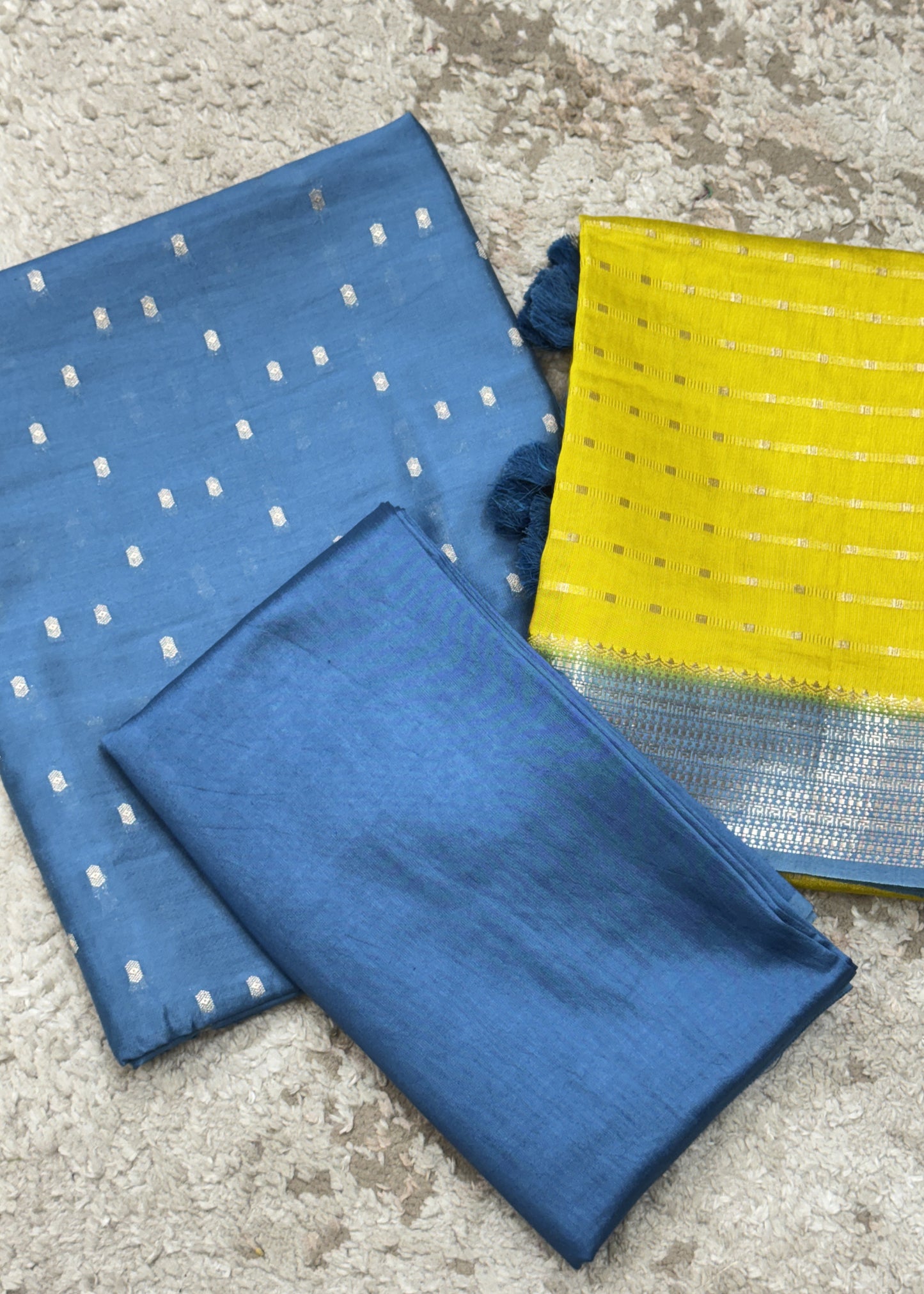 Red Banarasi Chanderi Suit With Contrast Dupatta