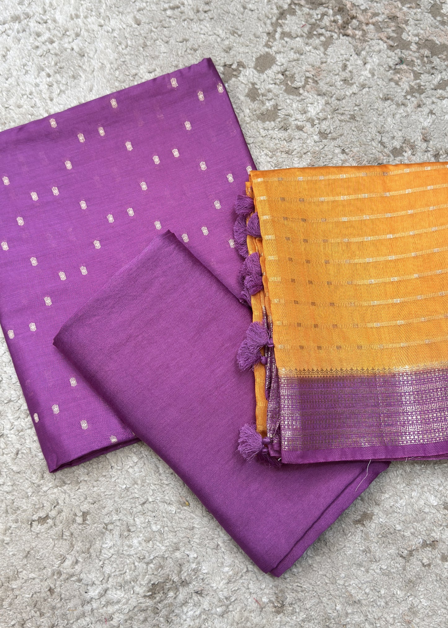 Red Banarasi Chanderi Suit With Contrast Dupatta