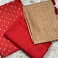 Red Banarasi Chanderi Suit With Contrast Dupatta
