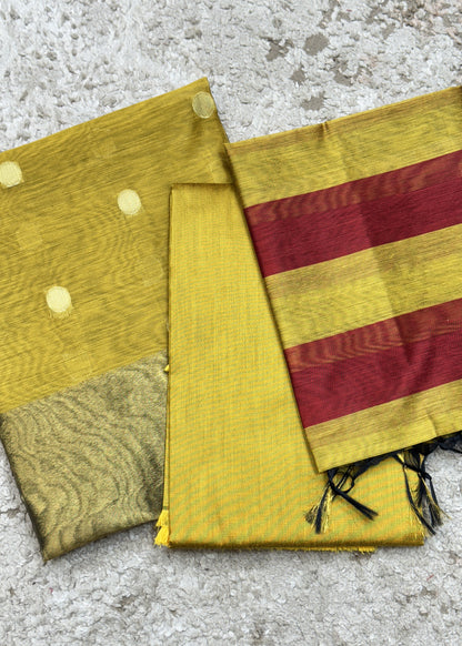 Orange Banarasi Chanderi Suit With Dupatta
