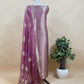 Gray Banarasi Silk Brocade Suit With Organza Dupatta