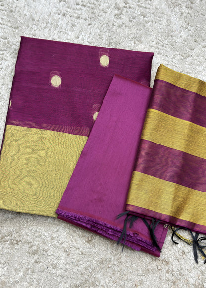 Orange Banarasi Chanderi Suit With Dupatta