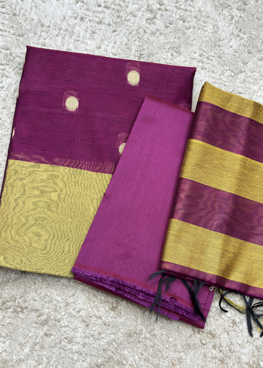 Voilet Banarasi Chanderi Suit With Dupatta