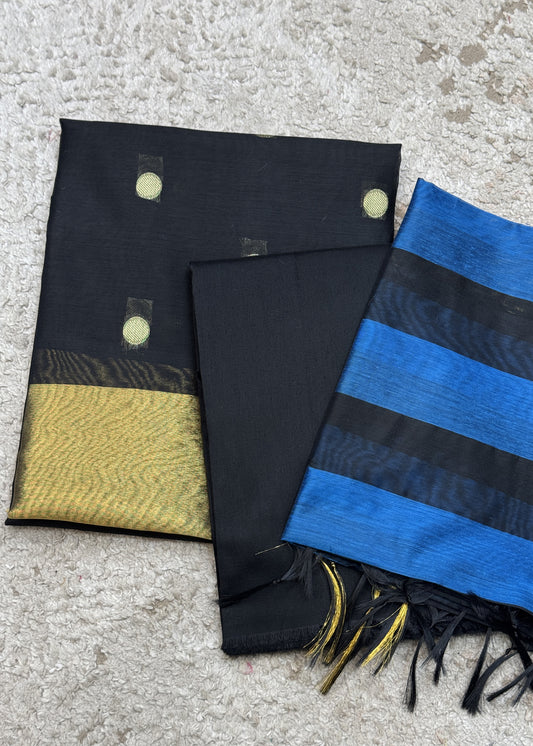Black Banarasi Chanderi Suit With Dupatta