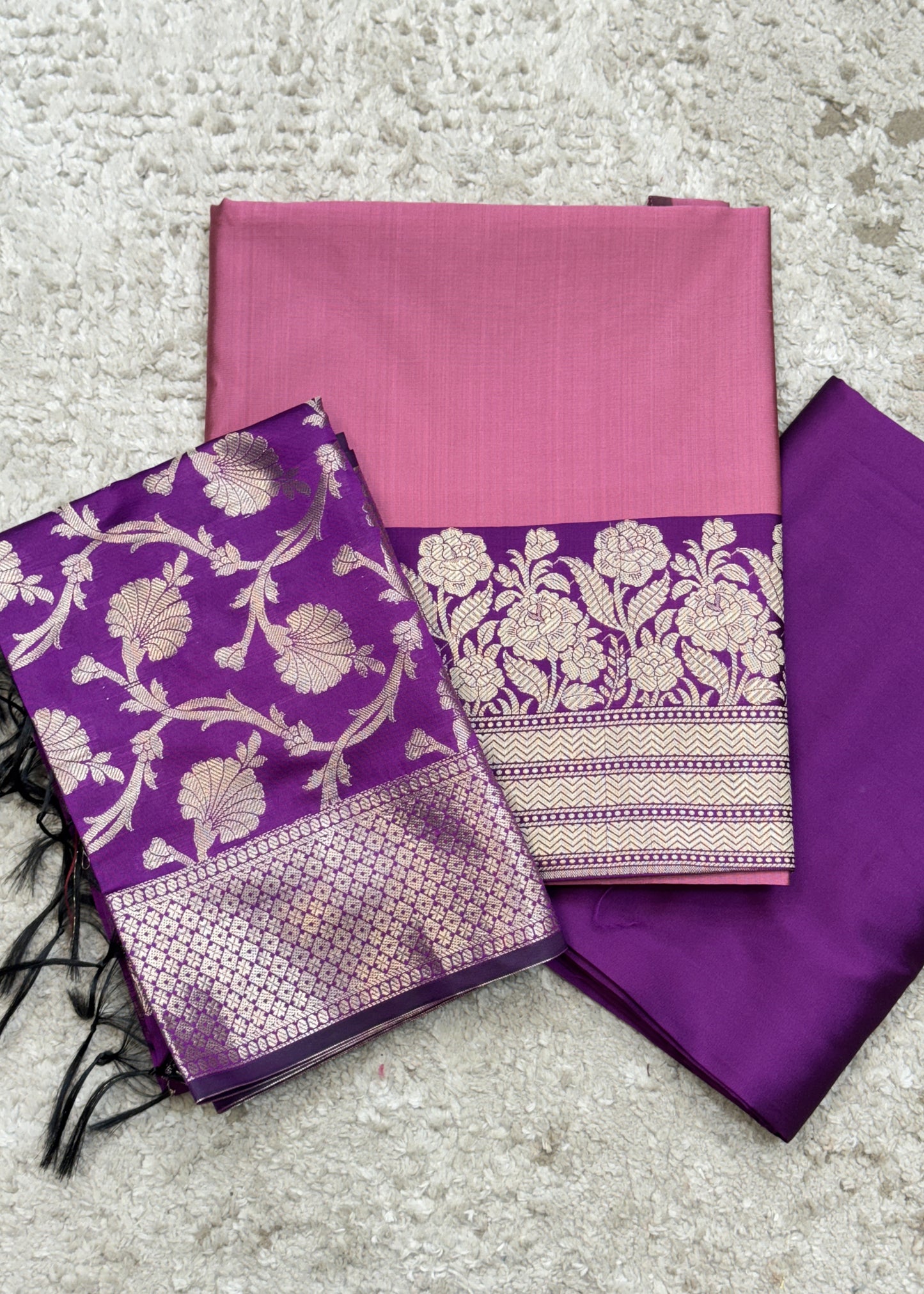 Blue Banarasi Chanderi Suit With Zari Weaving Dupatta