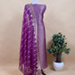 Purple Brocade Kurta With Organza Dupatta