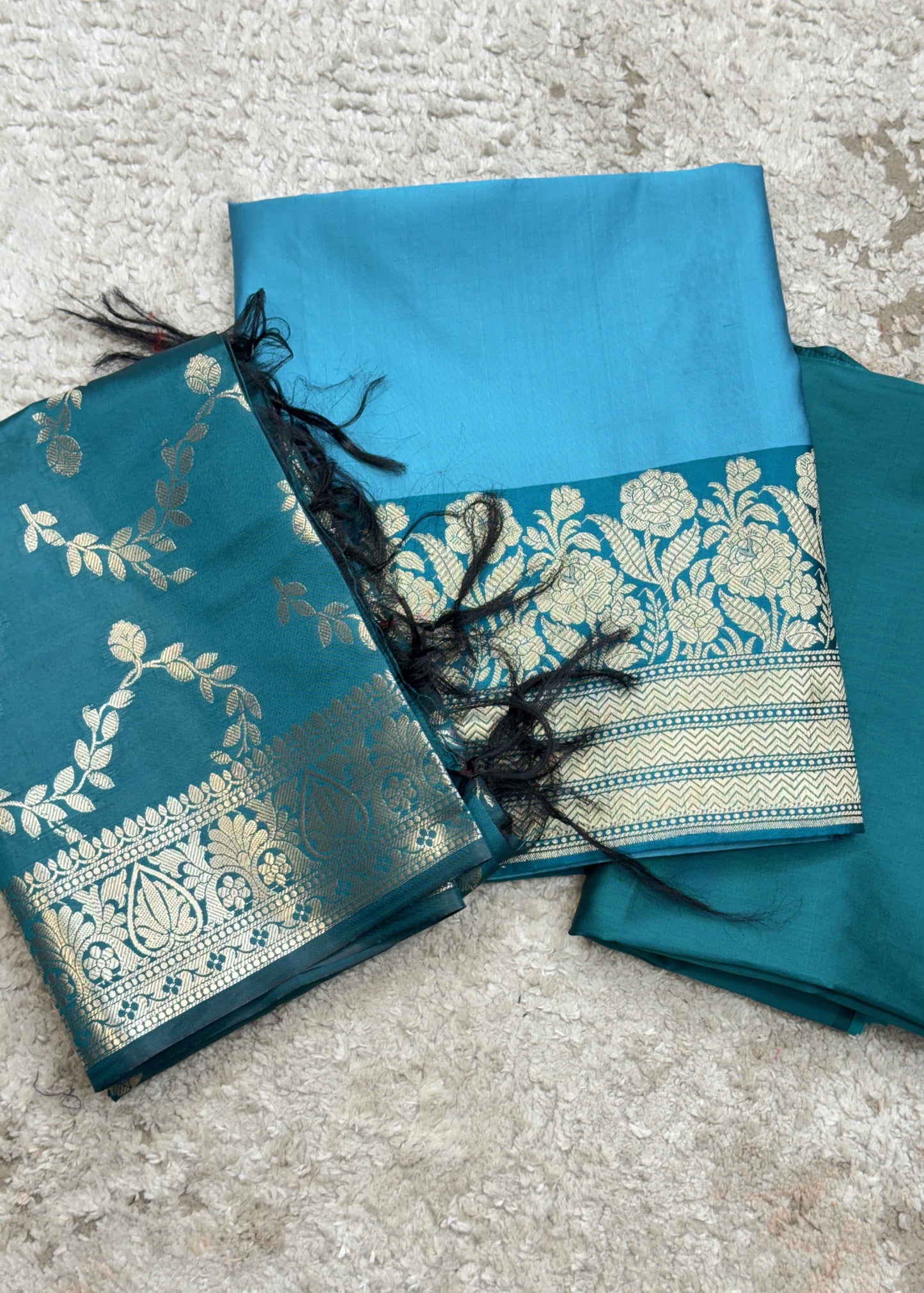 Blue Banarasi Chanderi Suit With Zari Weaving Dupatta