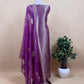 Gray Banarasi Silk Brocade Suit With Organza Dupatta