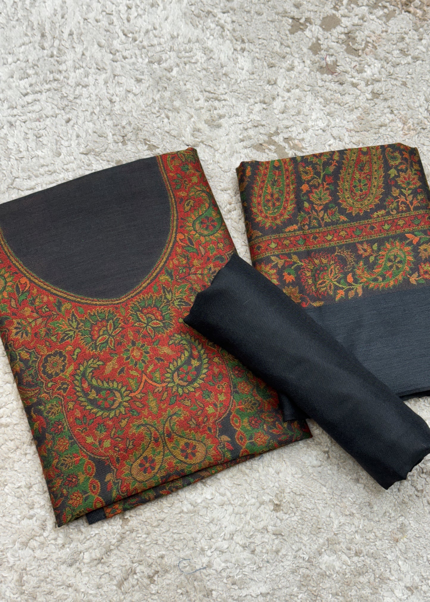 Blue Handloom Pashmina Suit With Kani Zari Weaving
