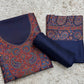Blue Handloom Pashmina Suit With Kani Zari Weaving