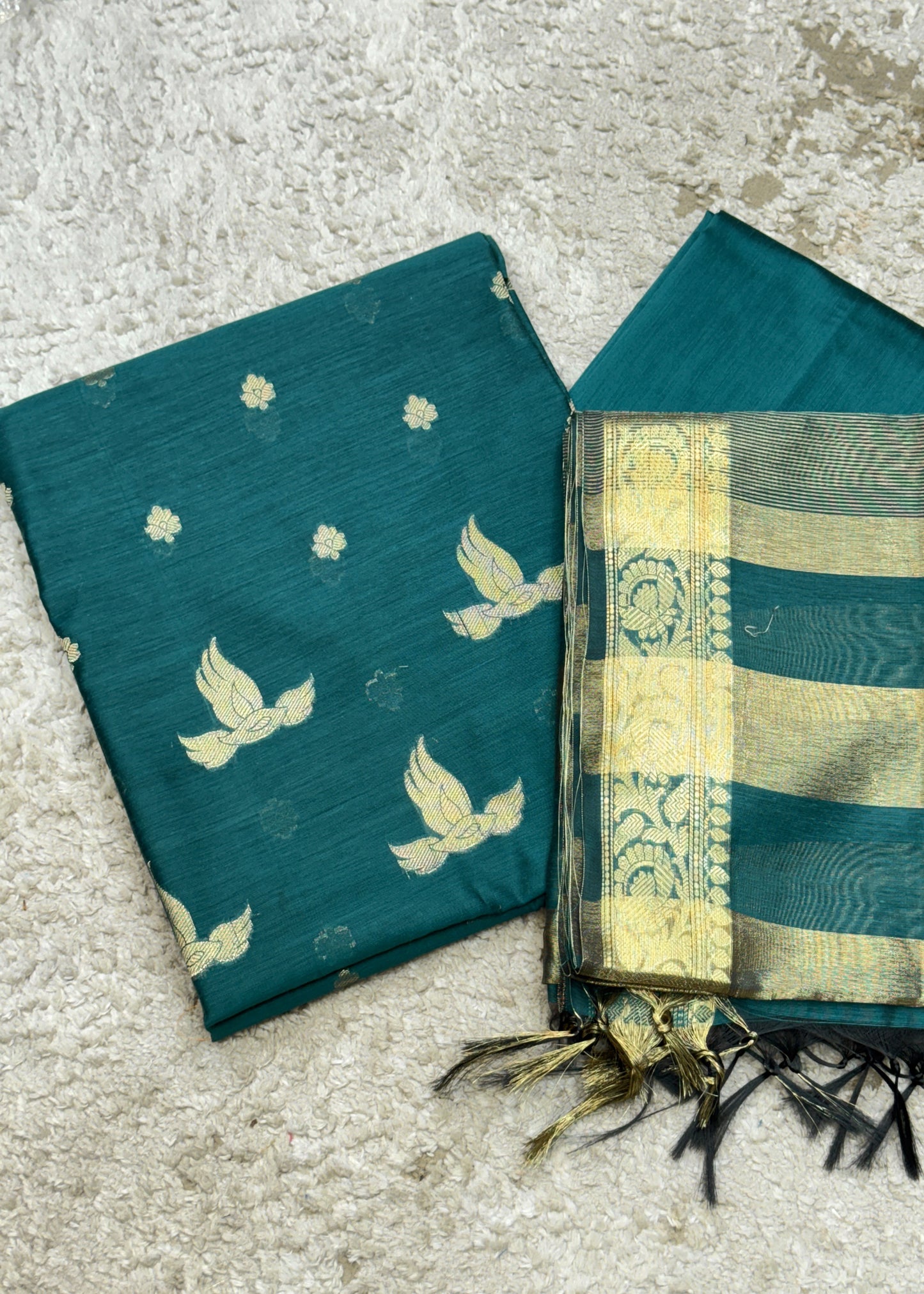 Red Banarasi Chanderi Suit With Dupatta