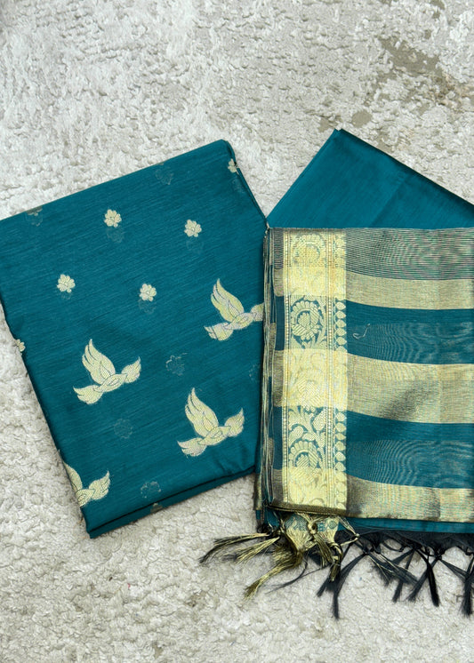 Green Banarasi Chanderi Suit With Dupatta