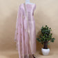 Gray Banarasi Silk Brocade Suit With Organza Dupatta