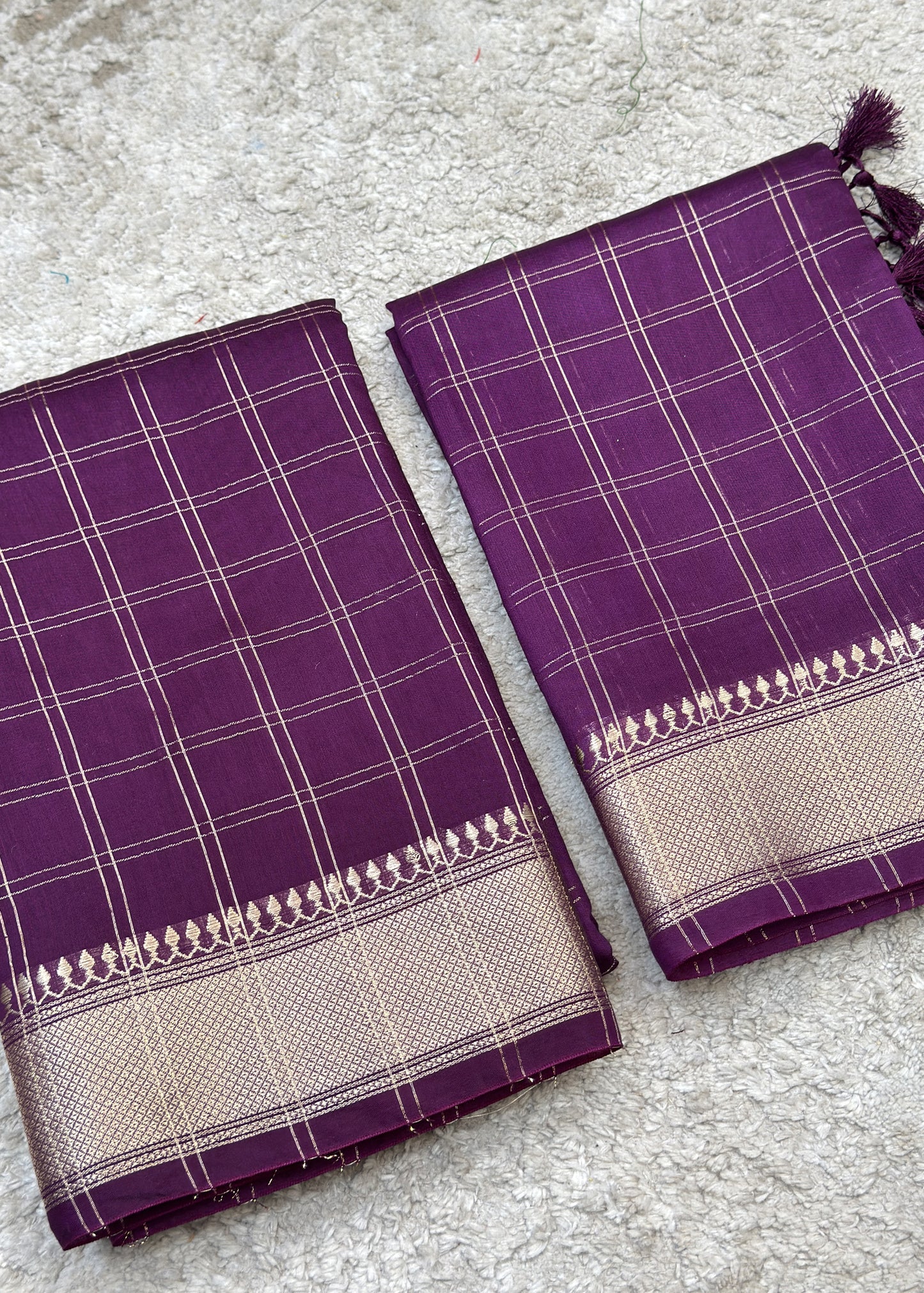 Purple Banarasi Chanderi Suit With Dupatta