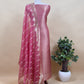 Gray Banarasi Silk Brocade Suit With Organza Dupatta