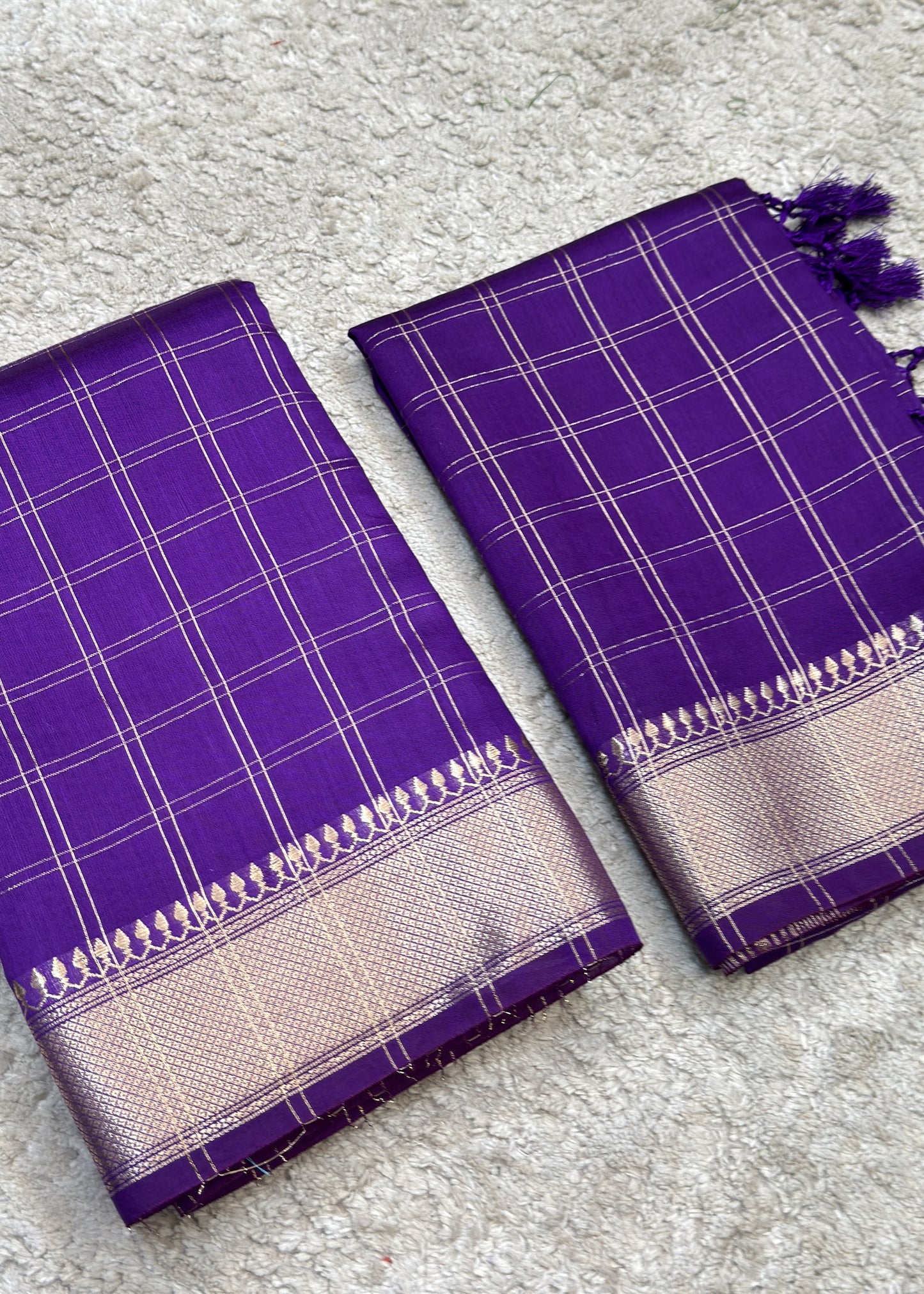 Purple Banarasi Chanderi Suit With Dupatta