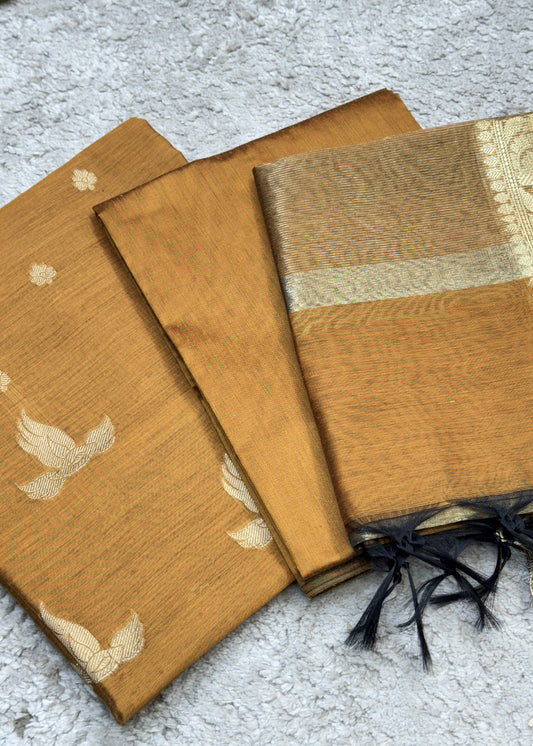 Yellow Banarasi Chanderi Suit With Dupatta