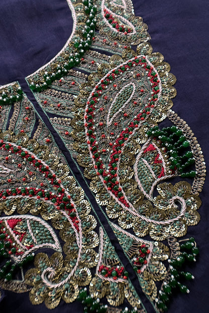 Buy raw silk suit with kora silk dupatta

