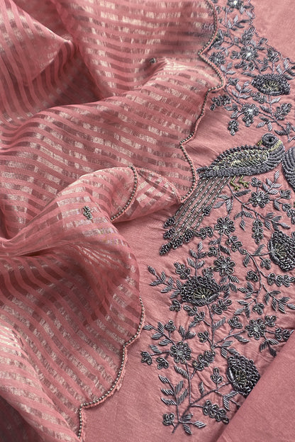 Baby Pink Pure Silk Suit With Tissue Silk Dupatta