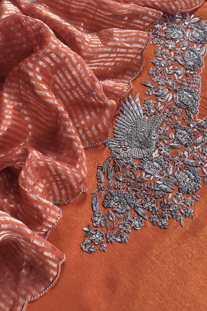 Luxury silk suit with dabka dori chidiya handwork

