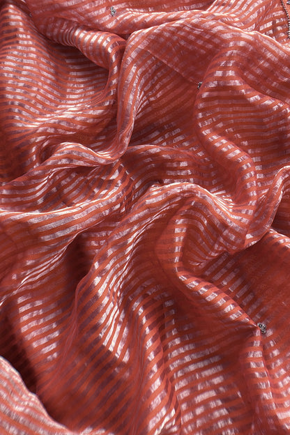 Orange Pure Silk Suit With Tissue Silk Dupatta