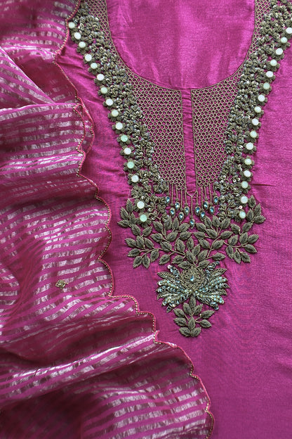 Luxury silk suit with dabka dori chidiya handwork

