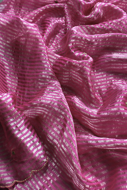 Handloom tissue silk unstitched suit fabric

