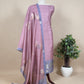 Light Purple Chanderi Unstitched Dupatta-Suit With Silver Gold Zari Jamdani Weaving