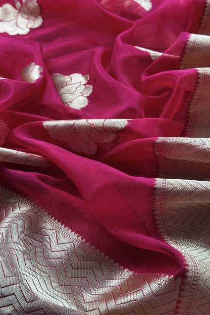 Brocade silk suit set with organza silk dupatta

