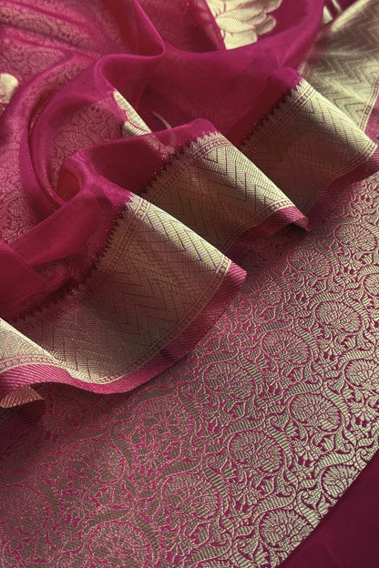 Indian Traditional Wear Brocade Organza Fabric

