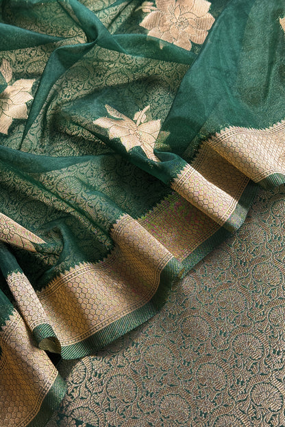 Indian Traditional Wear Brocade Organza Fabric

