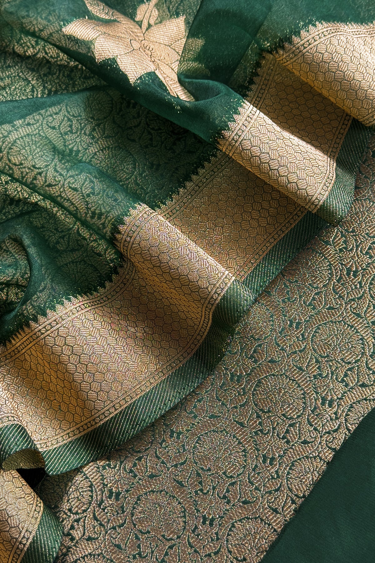 Brocade silk suit set with organza silk dupatta

