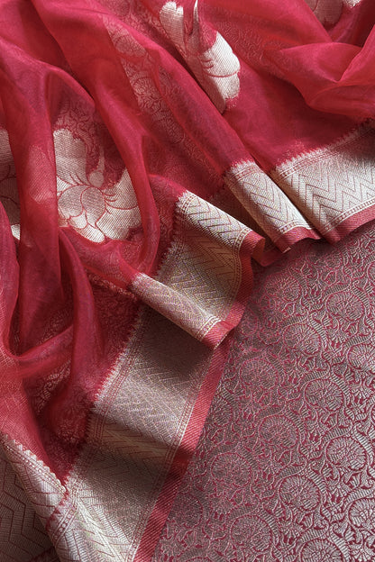 Indian Traditional Wear Brocade Organza Fabric

