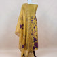 Senorita Dreamy Yellow Handloom Organza Silk Suit Fabric With Cross-Stitch Embroidery