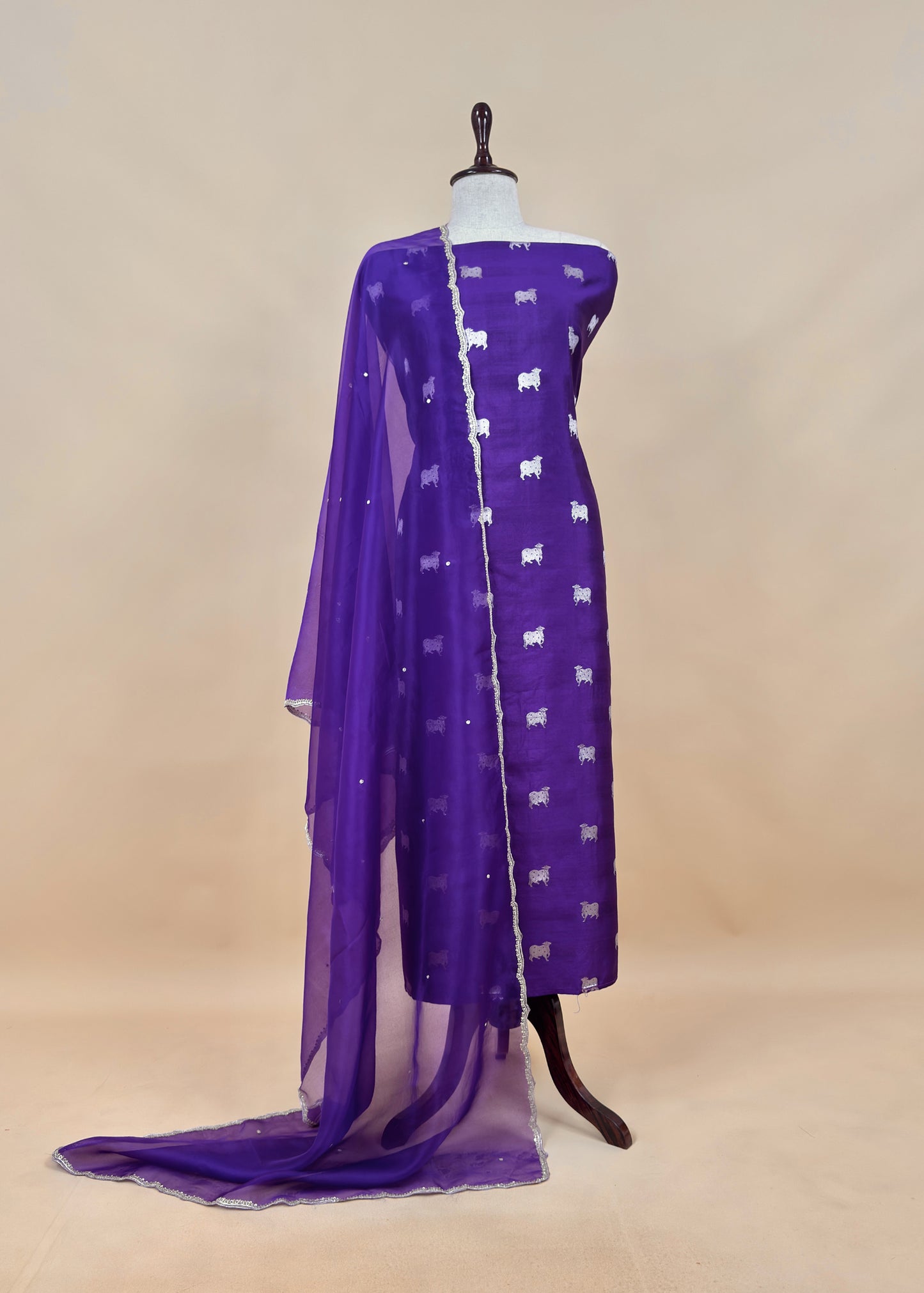 White Pure Chiniya Silk Kurta And Kora Silk Dupatta With Handwork