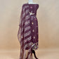 Brown Handloom Organza Silk Suit Fabric With Flamingos Kantha Handwork
