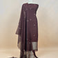 brown Chanderi Unstitched Suit With Gold Zari Jamdani Weaving